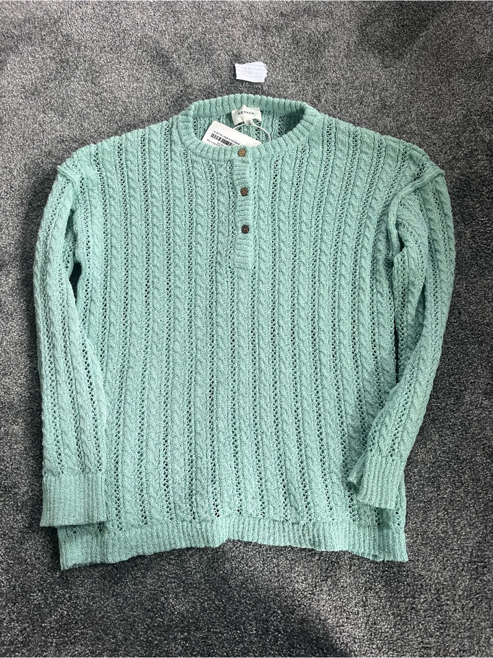 Crewneck Pointelle Knit Sweater in Mint Green